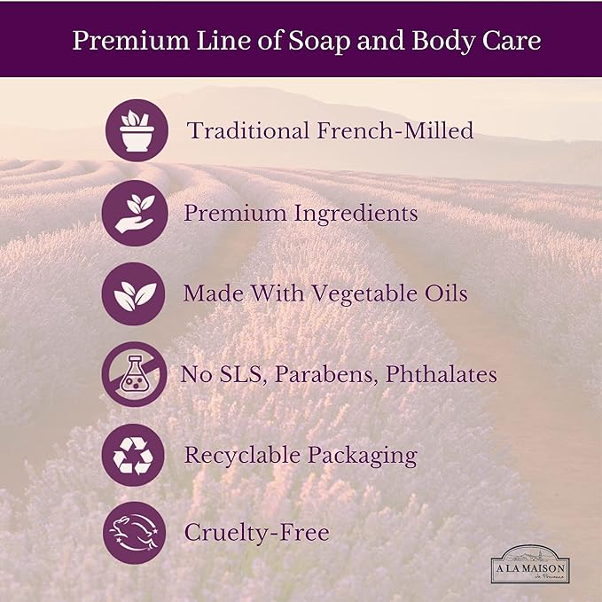 A LA MAISON de Provence Sweet Almond Liquid Hand and Body Soap (Pack of 2) With Coconut Oil, Argan Oil and Vitamin E, 16.9 fl oz Each
