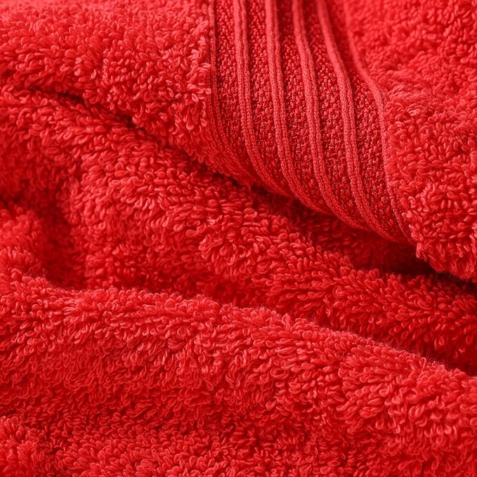 Superior Egyptian Cotton Face Towel/Washcloth Set, Small Towels for Home Bathroom, Master, Guest Bath, Decor Essentials, Quick Dry, Absorbent, Spa, Hotel, Resort, Adult, Kids, Set of 10, Red