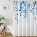 Colorful Star Blue Eucalyptus Waterproof Shower Curtain Set with Hooks, Minimalist Watercolor Floral Print Bathroom Décor, Plant Leaves Washable Fabric Shower Curtain, 72 x 84 Inch