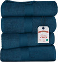 RIVERSIDE 100% Ring Spun Cotton Large Bath Towels Set of 4, 27 x 54 – Quick Dry, Soft & Highly Absorbent Towels for Shower & Bathroom – Luxury 600 GSM Towels for Home, Spa, Gym, Hotel, Blue Opal