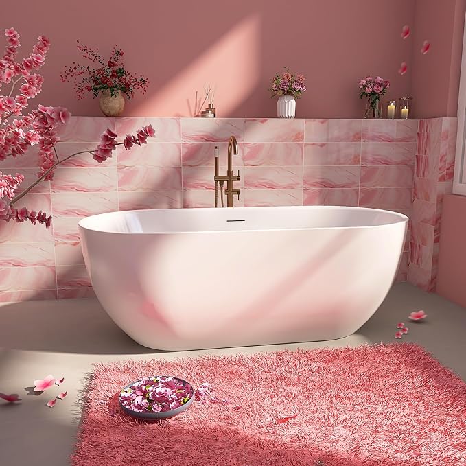 67" Acrylic Free Standing Tub, Stand Alone Tub, Freestanding Bathtub, Soaking Bathtub, cUPC Certified, SE(Glossy White)
