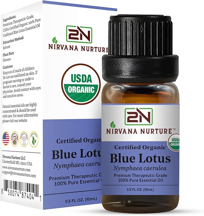 Blue Lotus Essential Oil USDA Certified Organic, 100% Pure Natural Premium Grade, Undiluted