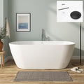 FerdY 67" Bali Acrylic Freestanding Bathtub, Gracefully Shaped Freestanding Soaking Bathtub, cUPC Certified, Toe-Tap Matte Black Drain and Minimalist Linear Design Overflow Included