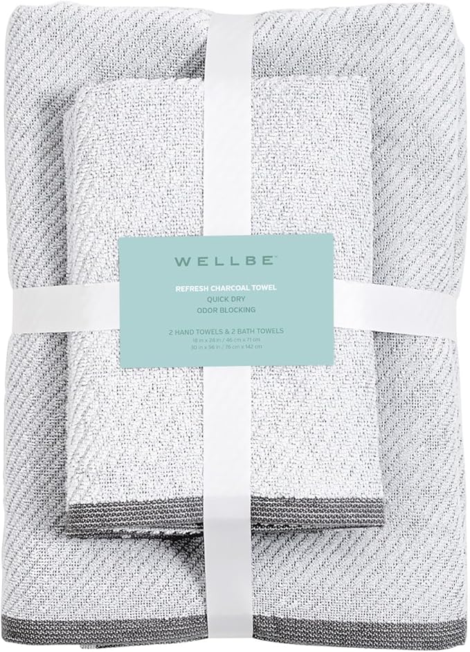 Wellbe 4-Piece Towel Set - Quick Dry, Absorbent, Soft, 2 Bath, 2 Hand, White