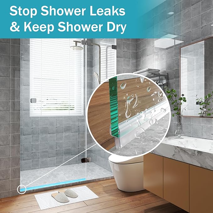 Shower Door Seal, 3/8" X 36" Glass Door Bottom Seal, Ultra Clear Frameless Shower Doors Strip, Stop Shower Leaks and Create a Water Barrier for 3/8 Inch (10mm) Glass, Single Pack