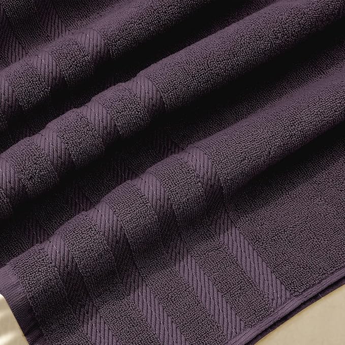 Hearth & Harbor Bath Towels for Bathroom - 100% Ring Spun Cotton Luxury Bathroom Towels - Soft & Highly Absorbent Bath Towels Set, 6 Piece Set, Purple