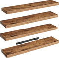 Floating Shelves for Wall, 1.5" Thick Wall Shelf Set of 4 with Invisible Brackets, 31.5 x 7.9W Hanging Shelves Farmhouse Home Decor for Bathroom, Living Room, Bedroom, Rustic Brown 8301BJP4BF