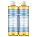 Dr. Bronner's Pure-Castile Magic Liquid Soap (Baby Unscented, 16 Ounce, 2-Pack)- Made with Regenerative Organic Certified Oils, For Face, Hair, Hand & Body Soap, Laundry, Pets- Concentrated, Vegan