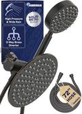 HammerHead Showers® Solid Metal Dual Shower Head Combo – OIL RUBBED BRONZE – 8 Inch Rainfall High Flow Shower Head & Handheld Shower Head High Pressure with Hose 6ft - Hotel-Like Double Shower Heads