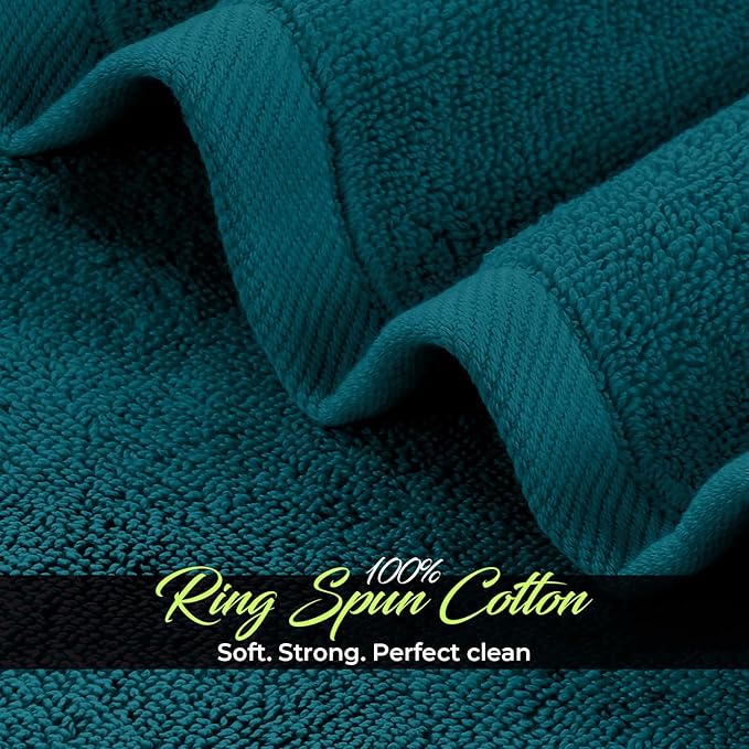RIVERSIDE 12 Pack Washcloths - 12x12 Inches, 400 GSM, 100% Ring-Spun Cotton - Soft, Absorbent & Durable Face and Body Towels - for Bathroom, Spa, Gym, Makeup Removal & Everyday Use - Teal