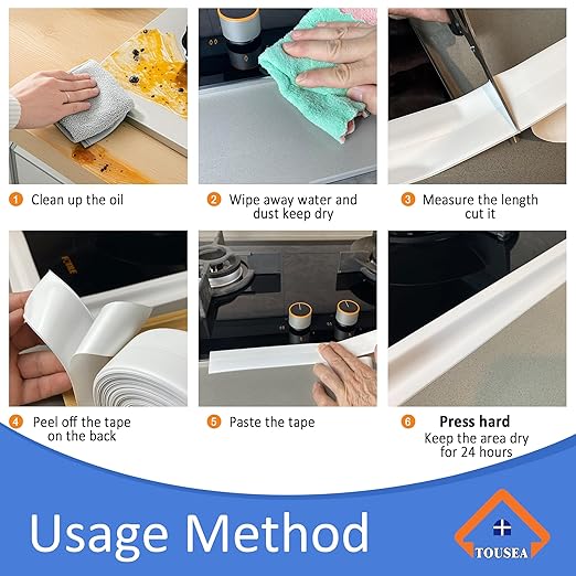 Waterproof Self Adhesive Caulk Tape 1.5" x10.5Ft - White Caulking Strip for Bathroom, Kitchen, Toilet, Bathtub, Sink & Floor Wall Edges (1Roll*White*1.5IN-10.5FT)