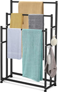 47.6 Inch Tall Free Standing Towel Racks 3 Tier Pool Towel Rack Outdoor Oversized Floor Bath Towel Drying Valet Holder Blanket Quilt Rack Stand for Bathroom Bedroom Beach Hot Tub Gym Pool Area Outside