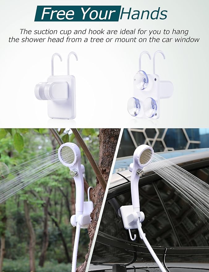 innhom Portable Camping Shower, 6000mAh Rechargeable Camp Shower Pump with LED Display, 2 Mode Electric Portable Shower for Camping, Hiking, Travelling, Washing