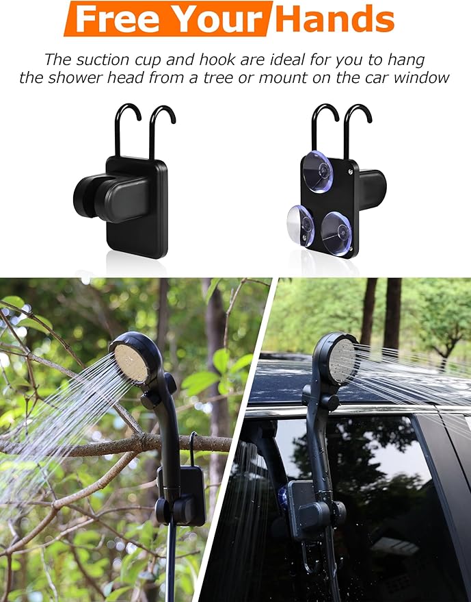 innhom Portable Camping Shower, 6000mAh Rechargeable Camp Shower Pump with LED Display, 2 Mode Electric Portable Shower for Camping, Hiking, Travelling, Washing