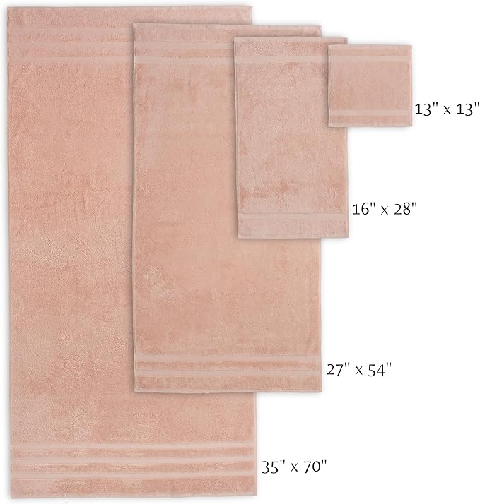 SOFE H&L | Olea Luxury Cotton Turkish Bath Towels Set of 4 Blush | Premium, Soft, Durable, Absorbent | Hotel Quality Plush Towels and Thick Towel Sets