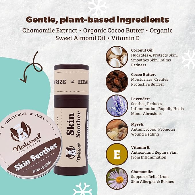Natural Dog Company Skin Soother Travel Stick 4 Pack – Four 0.15 oz Pocket-Size Dog Skin Balms with Coconut Oil, Cocoa Butter, Calendula & Vitamin E – Helps Soothe Hot Spots, Redness & Irritated Skin