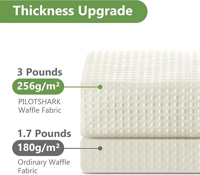 No Hook Waffle Weave Shower Curtain with Snap-in Fabric Liner,256GSM Heavy Duty Fabric Shower Curtain Set,Cream Waterproof Washable Luxury Shower Curtain for Bathroom Stall (72x75 Inch)