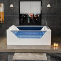 Empava PRO Series 71"x48" Whirlpool Tub | Heated Bubble Spa for 2 with Thermostatic Control & Chromotherapy | Acrylic Freestanding Soaking Bathtub, White (ETL Certified)