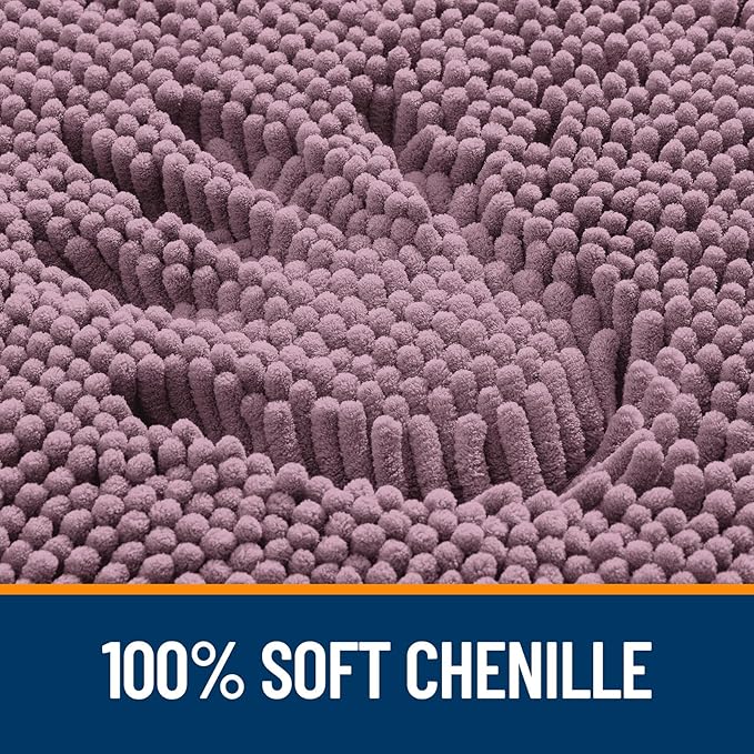 OLANLY Bathroom Rugs 47x20, Extra Soft Absorbent Chenille Bath Rugs, Rubber Backing Quick Dry, Machine Washable Bath Mats for Bathroom Floor, Tub and Shower, Home Decor Accessories, Deep Plum