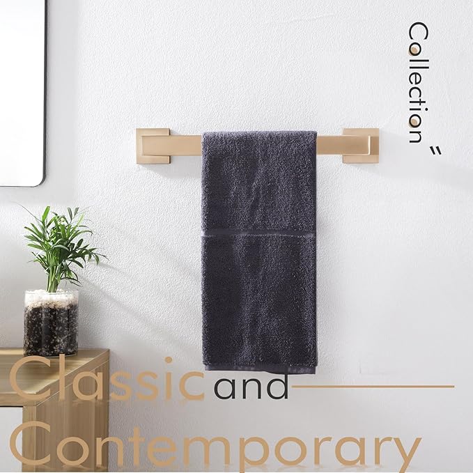 KOKOSIRI 12-Inch Towel Bar for Bathroom Kitchen Towel Holder Wall Mounted SUS304 Stainless Steel Towels Rack, Champagne Bronze B4003CPG-L12