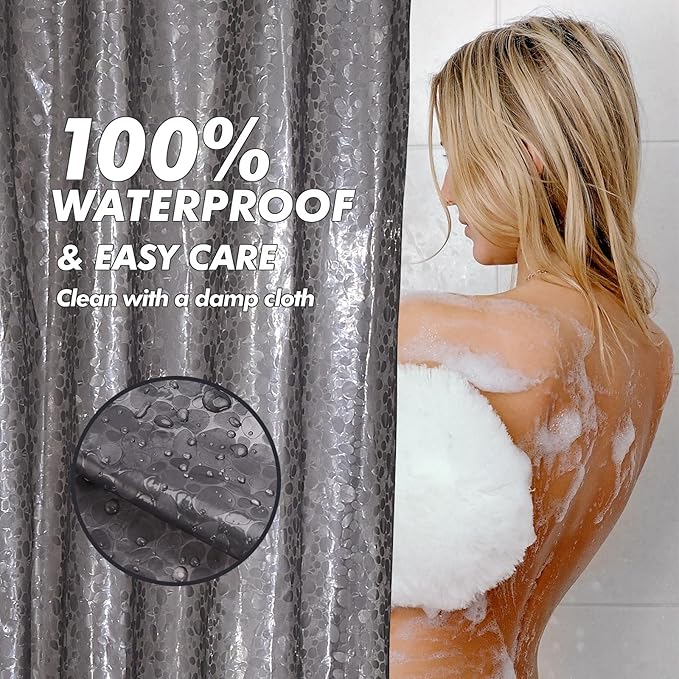 Bostofy Waterproof Shower Curtain Liner EVA 8G - Rust-Proof Hooks, Heavy-Duty Magnets - Enhance Your Bathroom with Durability and Elegance, 72L x 84H Inches