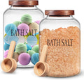 1 Sets 74 oz Large Bath Salt Container with Wooden Scoop for Glass Bath Salt Jar with Airtight Lid Storage Canister for Food, Flour, Sugar, Cookie, Kitchen