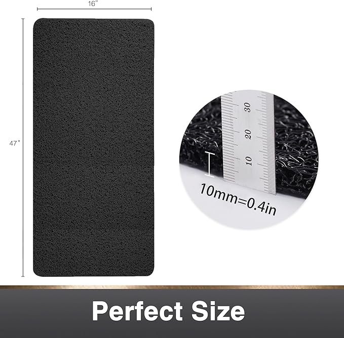 Asvin Soft Textured Bath, Shower, Tub Mat, 47x16 Inch, Phthalate Free, Non Slip Comfort Bathtub Mats with Drain, PVC Loofah Bathroom Mats for Wet Areas, Quick Drying
