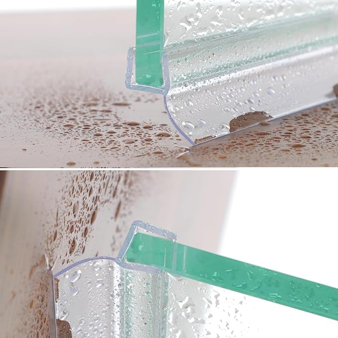 Frameless Shower Door Seal Strip 4 Pack x 39 Inch H for 3/8" Thick Glass Shower Door Side Seal Strip Bottom Seal Door Sweep Ultra Clear Polycarbonate, Stop Shower Leaks Create A Water Barrier