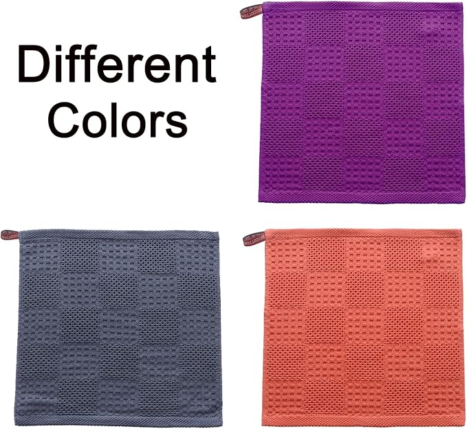 Waffle Weave Cotton Washing Cloth Ultra Soft and Absorbent Washcloths for Bathroom Kitchen and Gym Natural Cotton (1, Red)