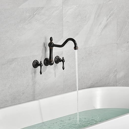 sumerain Vintage Tub Faucet Wall Mount Bathtub Filler Oil Rubbed Bronze, 8 Inches Center