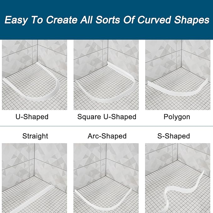 uxcell 98 Inch Collapsible Shower Barrier Stopper Water Splash Guard Blocker 98"Lx0.8"Wx0.5"H for Bathroom Kitchen Wet and Dry Separation, Clear