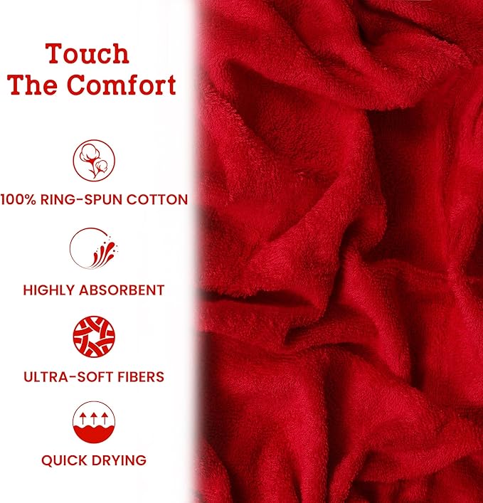 Casa Lino Face Towels & Body Wash Cloths for Showering - 100% Cotton Wash Cloths for Bathroom - Highly Absorbent & Quick Drying Washcloth Set - Cotton Washcloths 24 Pack (12" x 12") - (Red)