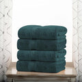 Superior Egyptian Cotton Pile Bath Towel Set of 4, Ultra Soft Luxury Towels, Thick Plush Essentials, Absorbent Heavyweight, Guest Bath, Hotel, Spa, Home Bathroom, Shower Basics, Teal