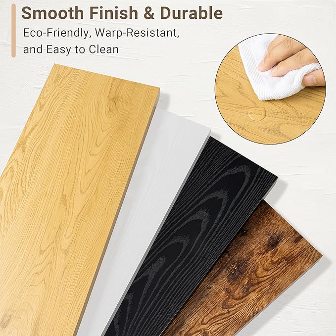 Vivelove 10" Deep Floating Shelves with Invisible Brackets, 48" Wall Shelves for Bathroom Bedroom Kitchen Living Room Laundry Room, Modern Rustic Shelves for Home Decor, 48"x10.2"x1.5", Set of 2, Oak