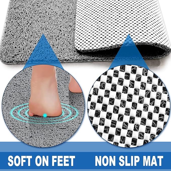Shower Mats Non Slip for Elderly, 16x24’Lager Loofah Shower Mat, Loofah Bath Mats for Shower for Elderly-Grey