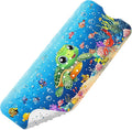 Upgrade Cartoon Baby Bath Mat Non Slip - 40"x16" Extra Long Bathtub Mat for Baby Eco Friendly Durable Bath Mat for Tub Non Slip Kids Tub Mat with Suction Cups, Machine Washable and No Fading, Turtle