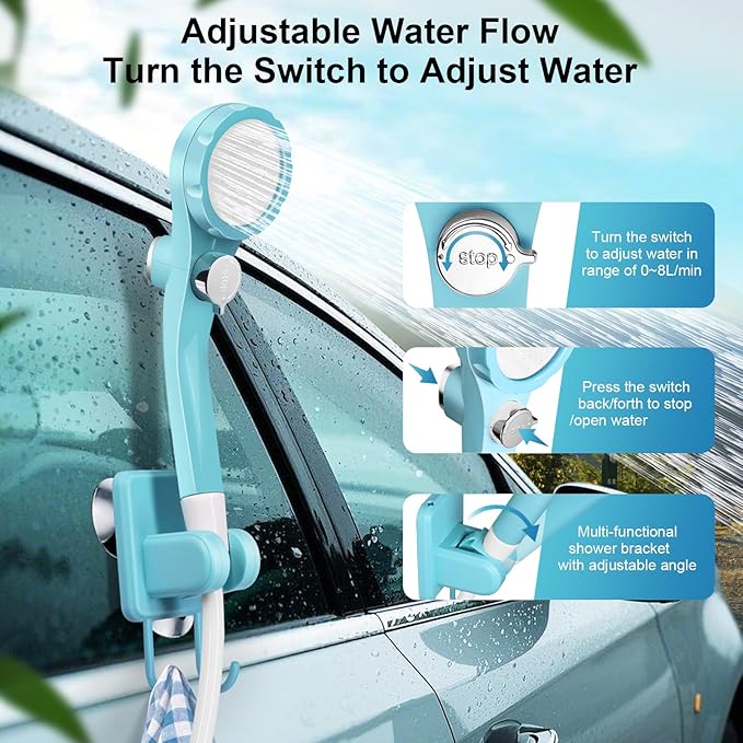 AUTOPkio Portable Camping Shower - Outdoor Camp Shower with Showerhead Sprayer & Rechargeable Battery Pump for Camping, Travel, Hiking, Car Washing, Pet Bath