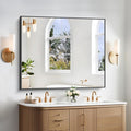 BONEWEI Bathroom Mirror,40x48 inch Bathroom Mirrors for Over Sink,Large Wall Mirror for Bathroom Wall Mounted Rectangle Mirrors,Black Vanity Mirror for Living Room,Bedroom Entryway,Horizontal/Vertical