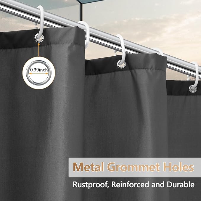 72 x 78 inch Extra Long Fabric Shower Curtain Liner Charcoal Grey, Waterproof Cloth Shower Liner with 3 Large Magnets, Bathroom Dark Grey Long Shower Curtain Liner Machine Washable
