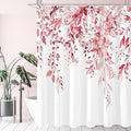 Gibelle Extra Long Shower Curtain 72 x 84, Tall Pink Floral Shower Curtain for Bathroom, Watercolor Plant Eucalyptus Leaves Fabric Shower Curtain Set