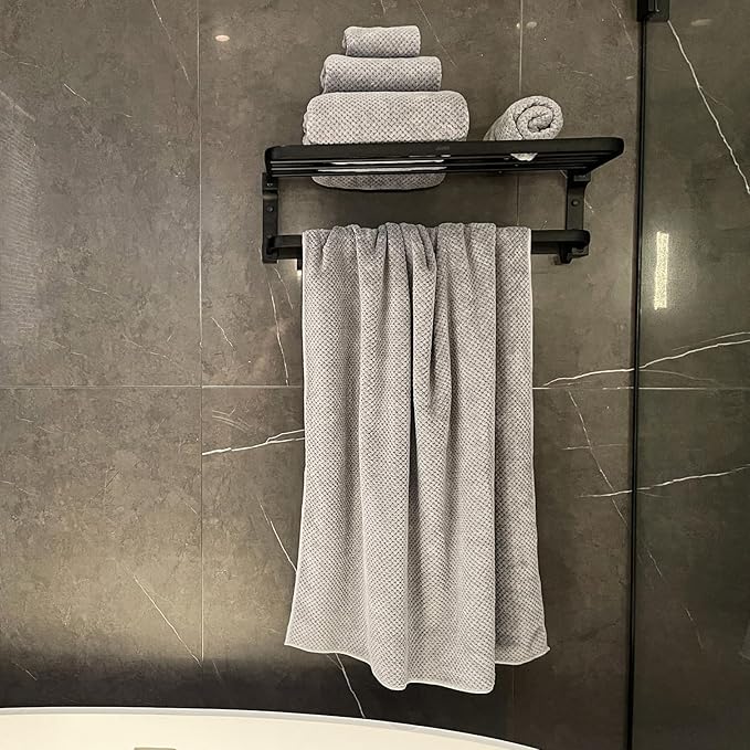 Extra Large Bath Towels Set for Bathroom 30x60 Inches Super Soft Light Weight Quick Dry Microfiber Shower Towels (Grey,6 Piece)