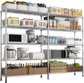 5 Tier Storage Racks Shelving, Heavy Steel Pantry Shelves, Adjustable Wire Shelving Rack, Suitable for Garage, Kitchens, Offices, 58" W x 14" D x 71" H, Chrome