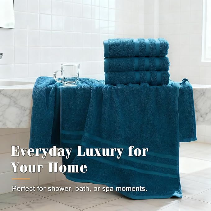 Cotton Bath Towel – Large 30x60 Inches, Soft, Thick & Absorbent Towel for Bathroom, Spa, or Home Use (Blue, 2 Pack – 30"x60")