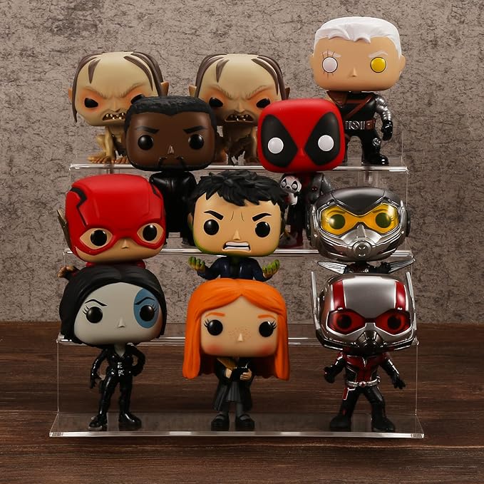 9 Inch Acrylic Shelf for Perfume Organizer in 3 Pack, 4 Tier Funko POP Shelves, Cologne Organizer Tiered Riser Display Stand, Acrylic Display for Decoration