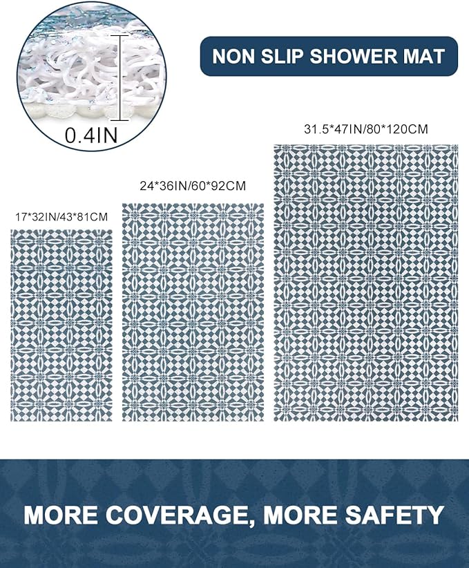 Bathtub Mat Non Slip - Anti Slip Shower Mat, Quick Drying Bath Tub Mats, Soft PVC Loofah Foot Massage Mat, Bath Mat for Shower, Tub, Bathroom, Floor, Kitchen, Pool, Hotel