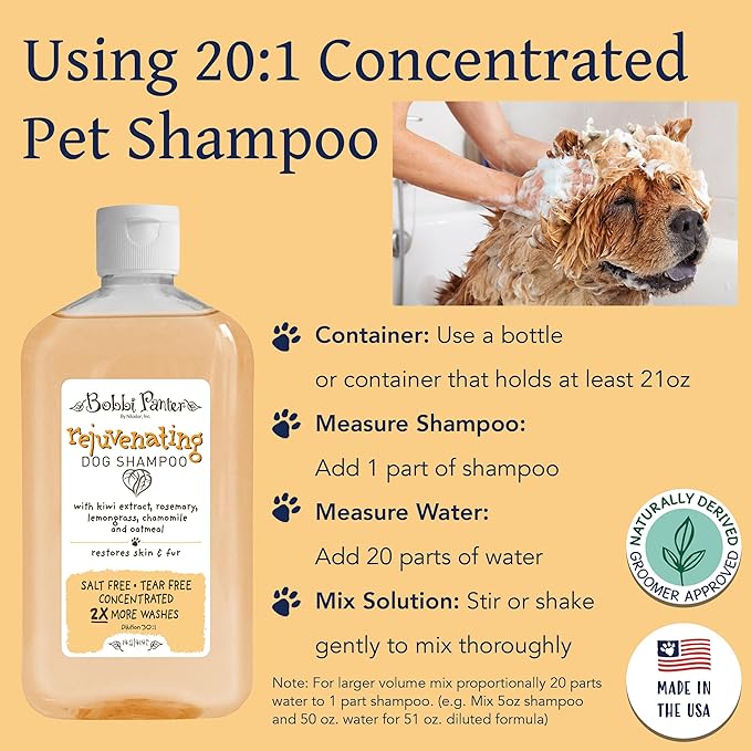 Bobbi Panter Rejuvenating Dog Shampoo, Restores & Revitalizes Skin & Fur, Orange Citrus Scent - 30:1 Concentrated Formula, Made in The USA, Trusted by Professional Groomers, 14 oz. (Case of 12)