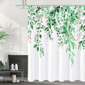 Gibelle Extra Long Shower Curtain 72 x 84, Emerald Green Floral Shower Curtain for Bathroom, Watercolor Plant Eucalyptus Leaves Fabric Shower Curtain Set