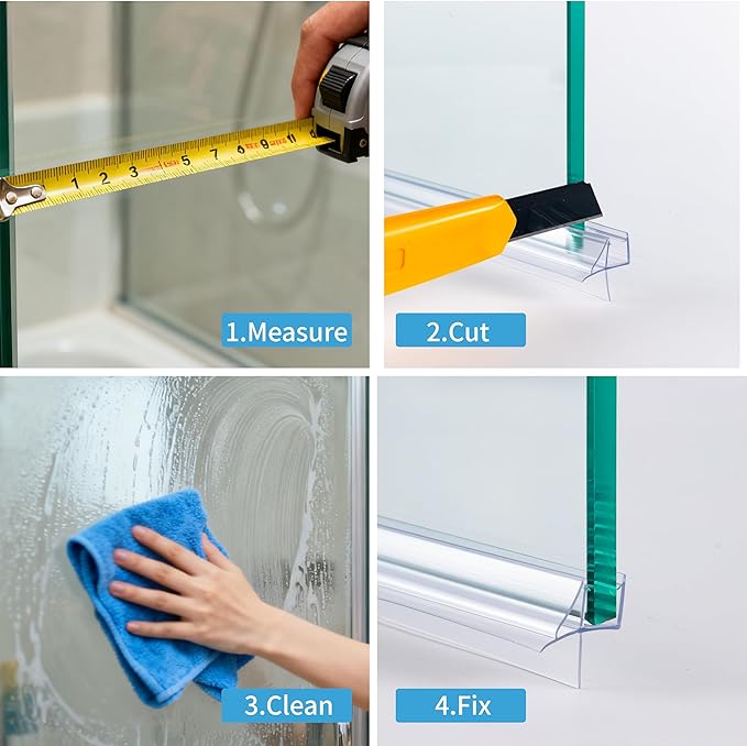 ShowerDoor Bottom Seal 2-Pack 3/8" x 36" Frameless Glass Shower Door Seal Strip Stop Leaks and Create a Water Barrier Replacement Shower Cubicle Shower Screen Seal Strip