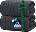 DAN RIVER Pack of 2 Bath Sheet 35x70 Inches, Extra Large Ribbed Gray Bath Towels Oversized, Absorbent Cotton Towels for Bathroom