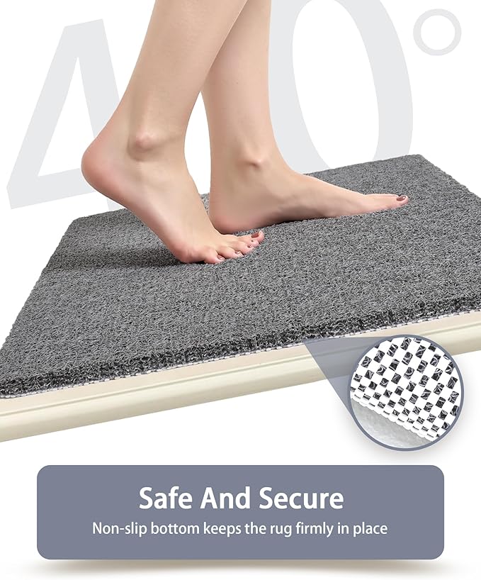 Non Slip Shower Mats for Inside Shower, 16x24 Inch, Anti-Slip Bathtub Mats for Bathroom, Foot Scrubber Loofah Bath Mats for Shower, Quick Drying Shower Stall Mats for Wet Areas (Grey)